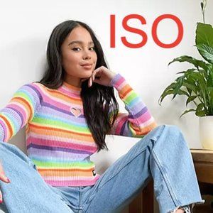 ISO: Minga London fitted ribbed long sleeve top in rainbow stripe